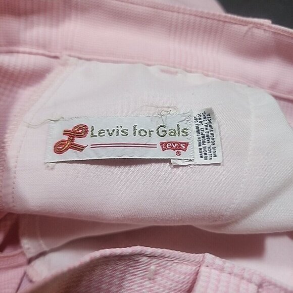 Vintage Levi Clothing Levi's for Gals Pastel Pink Plaid 60's Wide leg Trousers - Picture 4 of 11